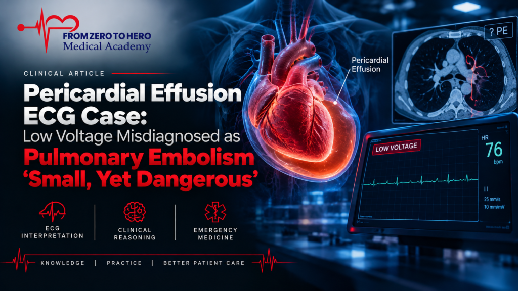 Pericardial Effusion ECG Case: Low Voltage Misdiagnosed as Pulmonary Embolism “Small, Yet Dangerous”